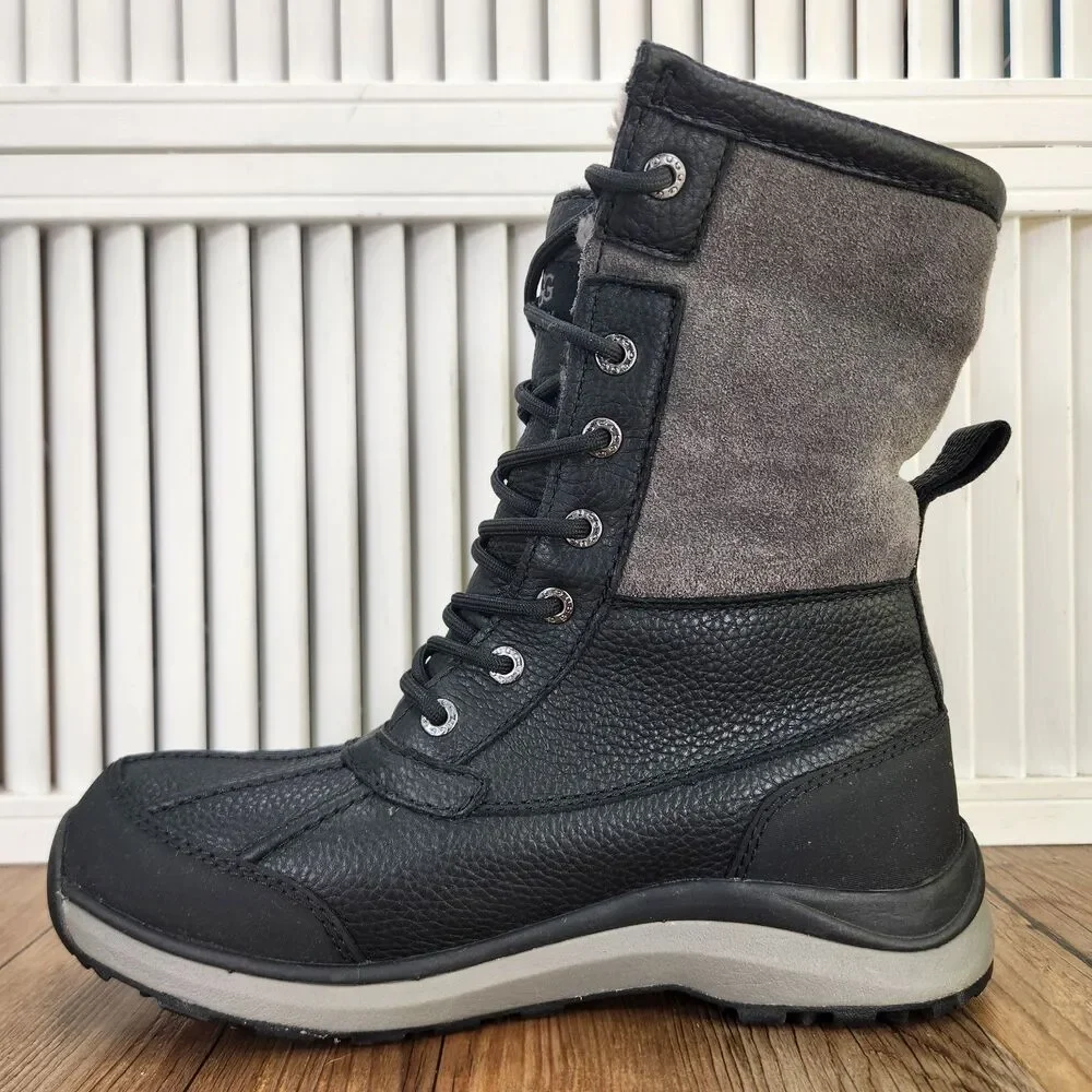 UGG Adirondack III Snow Boots Women's 8 Black Rubber Waterproof Shearling Lined